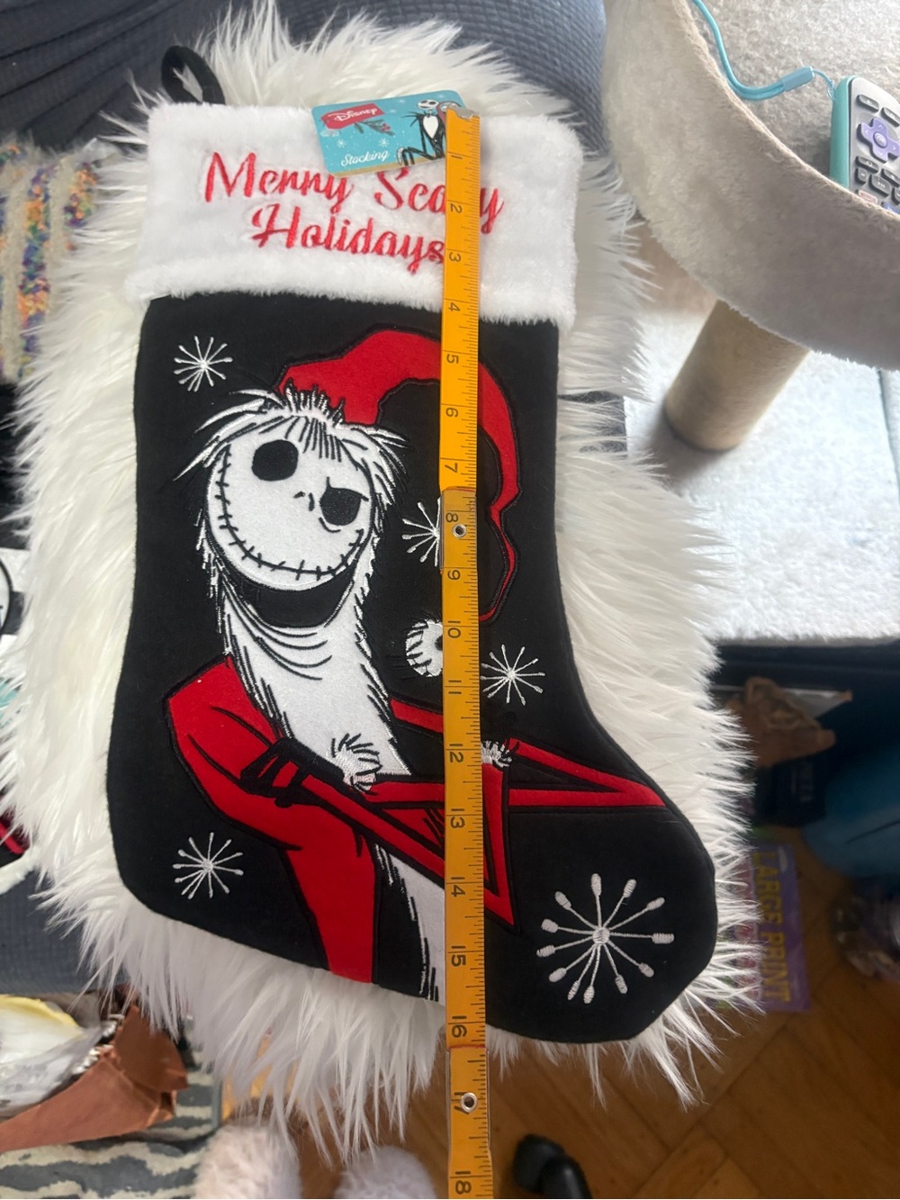NBC , Jack skellington 16 inch Stocking , embroidered and felt /velor.